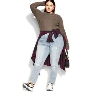 CCX By City Chic Cute Rib Sweater Steel Women's Size L/20 NWT #R2